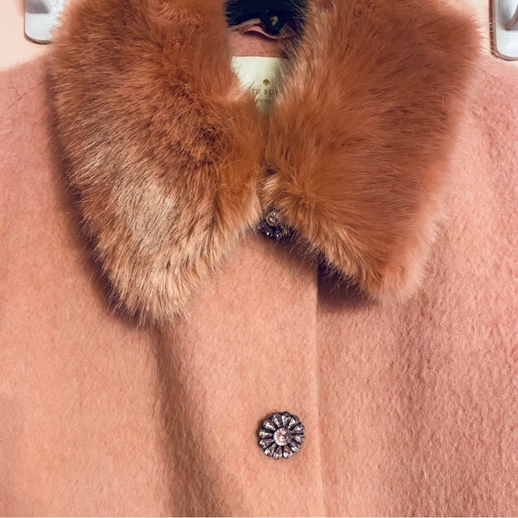 COPY - New Kate Spade Pink Faux Fur Trim Coat - Picture 5 of 7